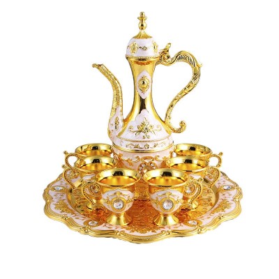 Vintage European Wine Set Alloy Wine Pot Cups Tray Gift for Wedding Home Decor-img1